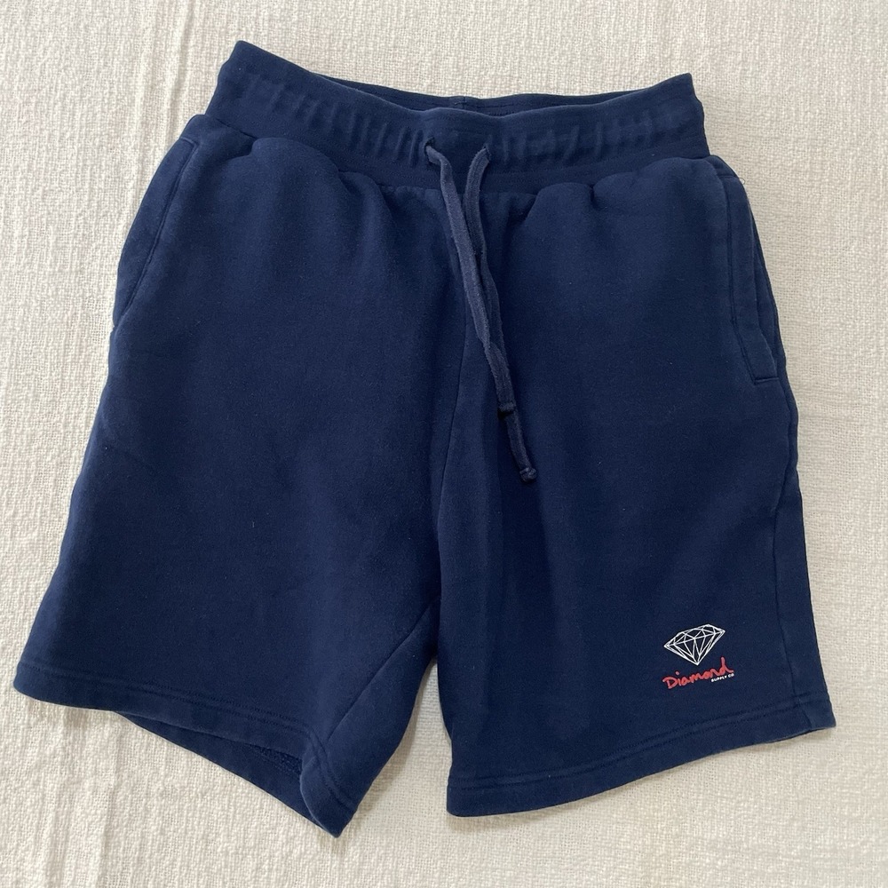 Diamond‎ Supply Co. Red Logo Mens Small Blue Pocket SweatShort Fleece Shorts